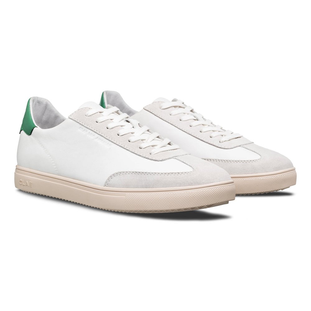 CLAE DEANE Shoes Mens USA148-Z02 In White Leather Pine Green